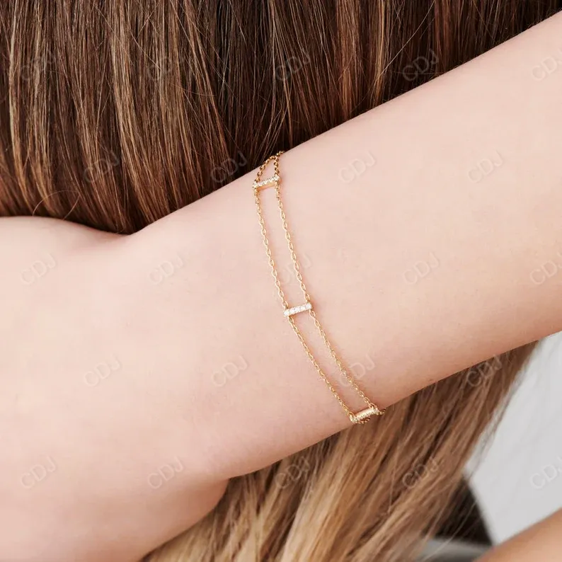 0.15 ctw Dainty Minimal Lab Grown Diamond Bar Bracelet