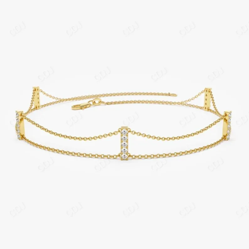 0.15 ctw Dainty Minimal Lab Grown Diamond Bar Bracelet