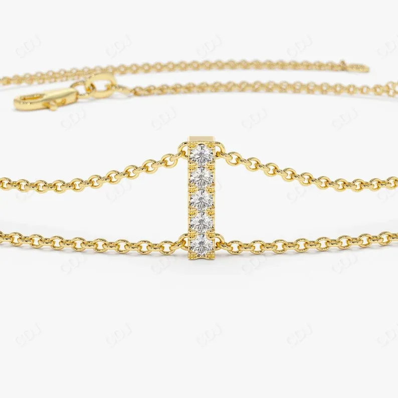 0.15 ctw Dainty Minimal Lab Grown Diamond Bar Bracelet