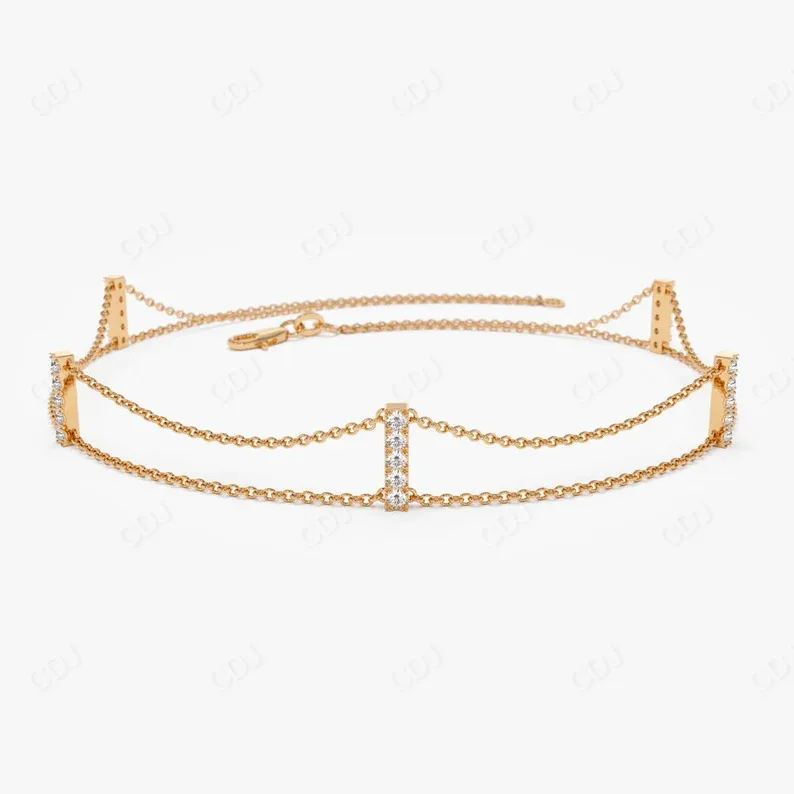 0.15 ctw Dainty Minimal Lab Grown Diamond Bar Bracelet