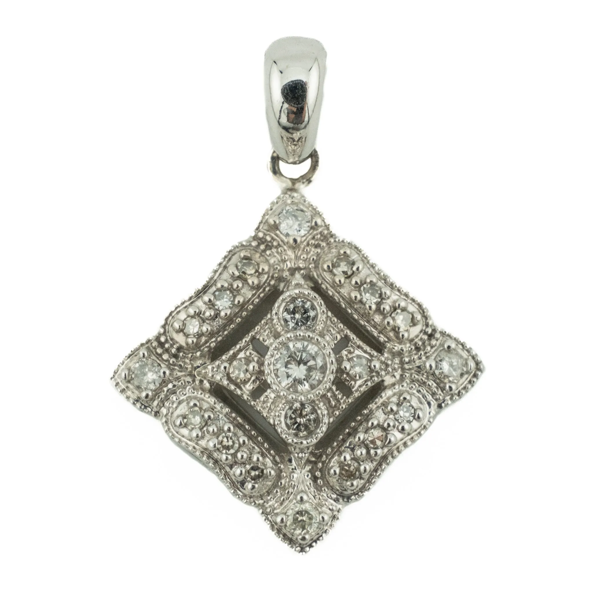 0.25ctw Diamond Accented Pendant with 18" Fine Rope Chain in 14K White Gold