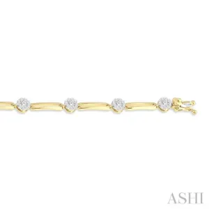 1 1/5 Ctw Lovebright Round Cut Diamond Paper Clip Link Bracelet in 14K Yellow and White Gold