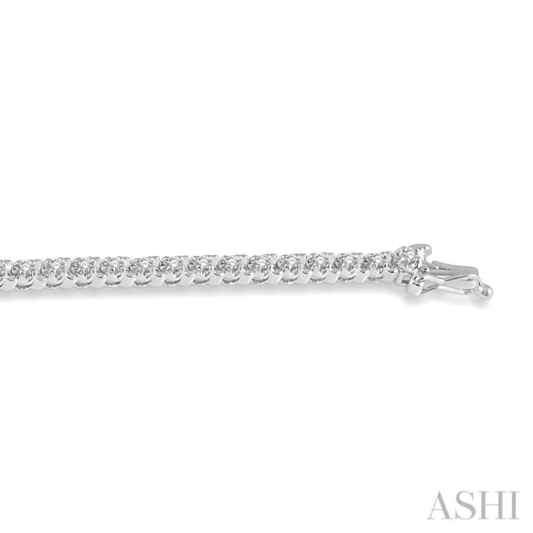 1 Ctw Round Cut Diamond Tulip Bracelet in 14K White Gold