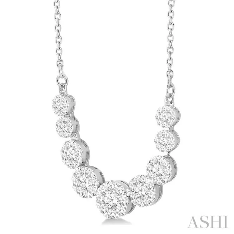 1 Ctw Round Cut Lovebright Diamond Necklace in 14K White Gold