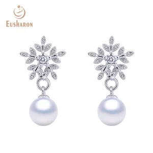 10 Pairs Snowflake Freshwater Pearl Drop Earrings