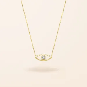 10K Gold Diamond Evil Eye Necklace