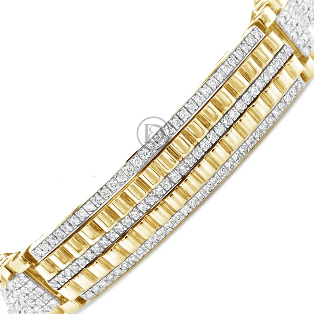 10K Solid Yellow Gold 7.93CT tw Round Cut Custom Diamond Bracelet