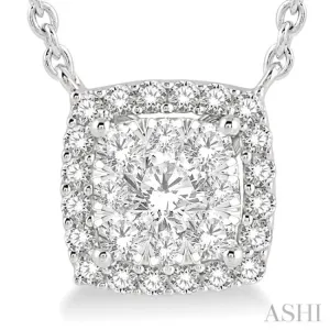 1/2 Ctw Cushion Shape Lovebright Diamond Necklace in 14K White Gold