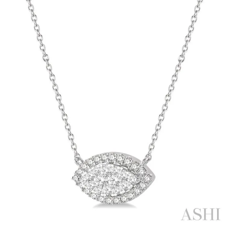 1/2 ctw Marquise Shape Round Cut Diamond Lovebright Necklace in 14K White Gold