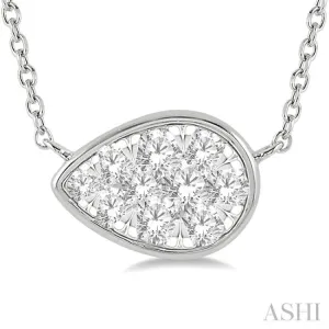 1/3 Ctw Pear Shape Lovebright Diamond Necklace in 14K White Gold