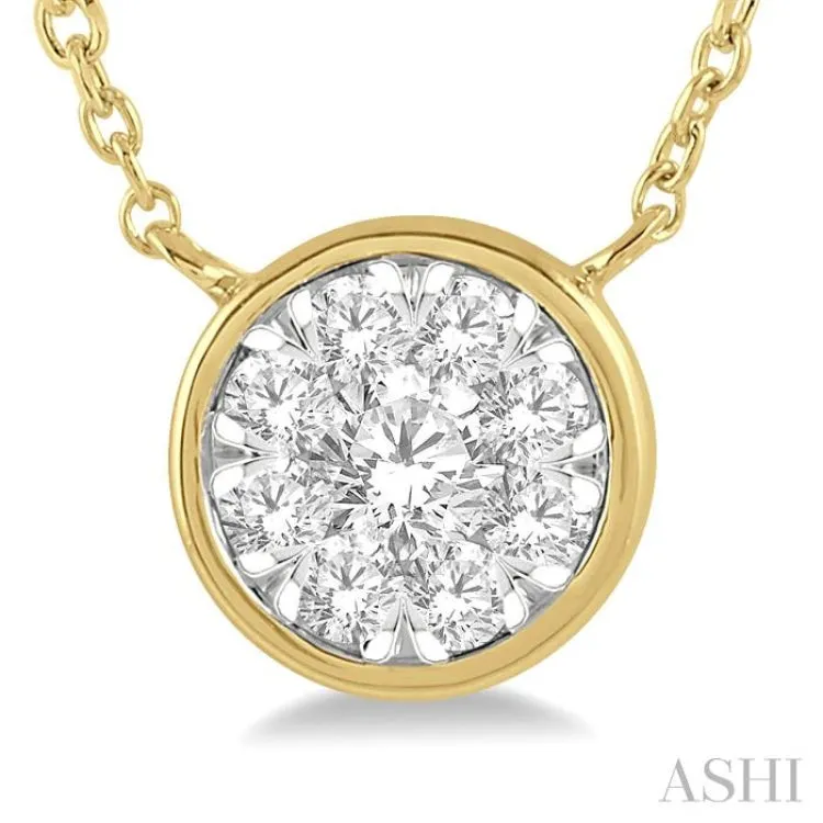 1/3 Ctw Round Shape Lovebright Diamond Necklace in 14K Yellow and White Gold