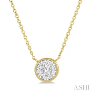 1/3 Ctw Round Shape Lovebright Diamond Necklace in 14K Yellow and White Gold