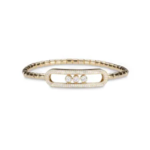 14K & 18K Gold Micro-Pave diamond with Three Diamond Stretch Bracelet