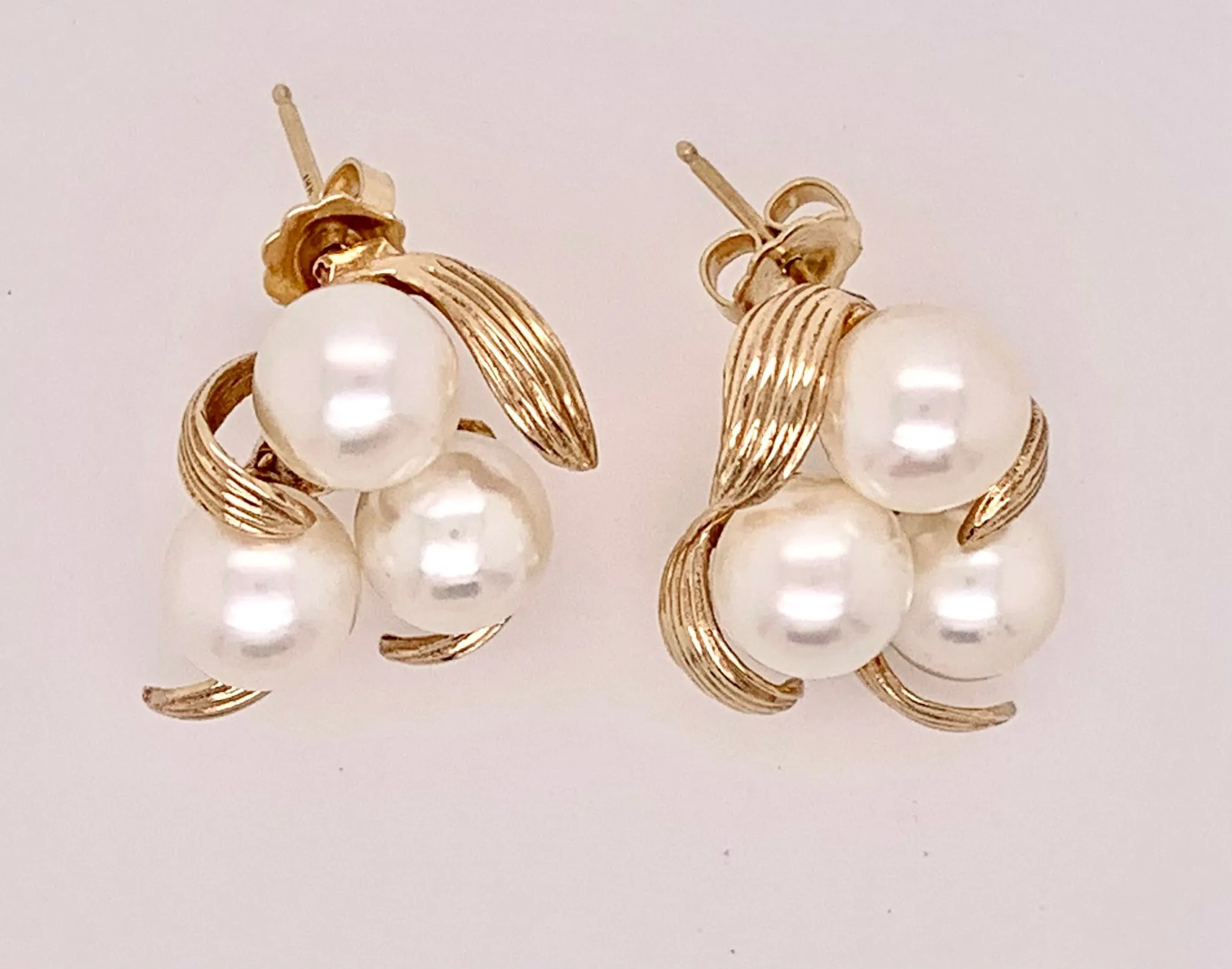 14k Estate Cultured Pearl Earrings