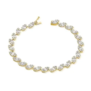 14k Gold & Baguette Diamond Tennis Bracelet - 3.37ct