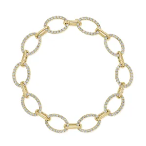 14K Gold & Diamond Oval Link Bracelet - 2.46ct