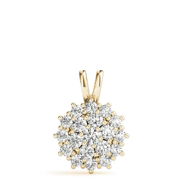 14K Gold Cluster Diamond Necklace / Pendant