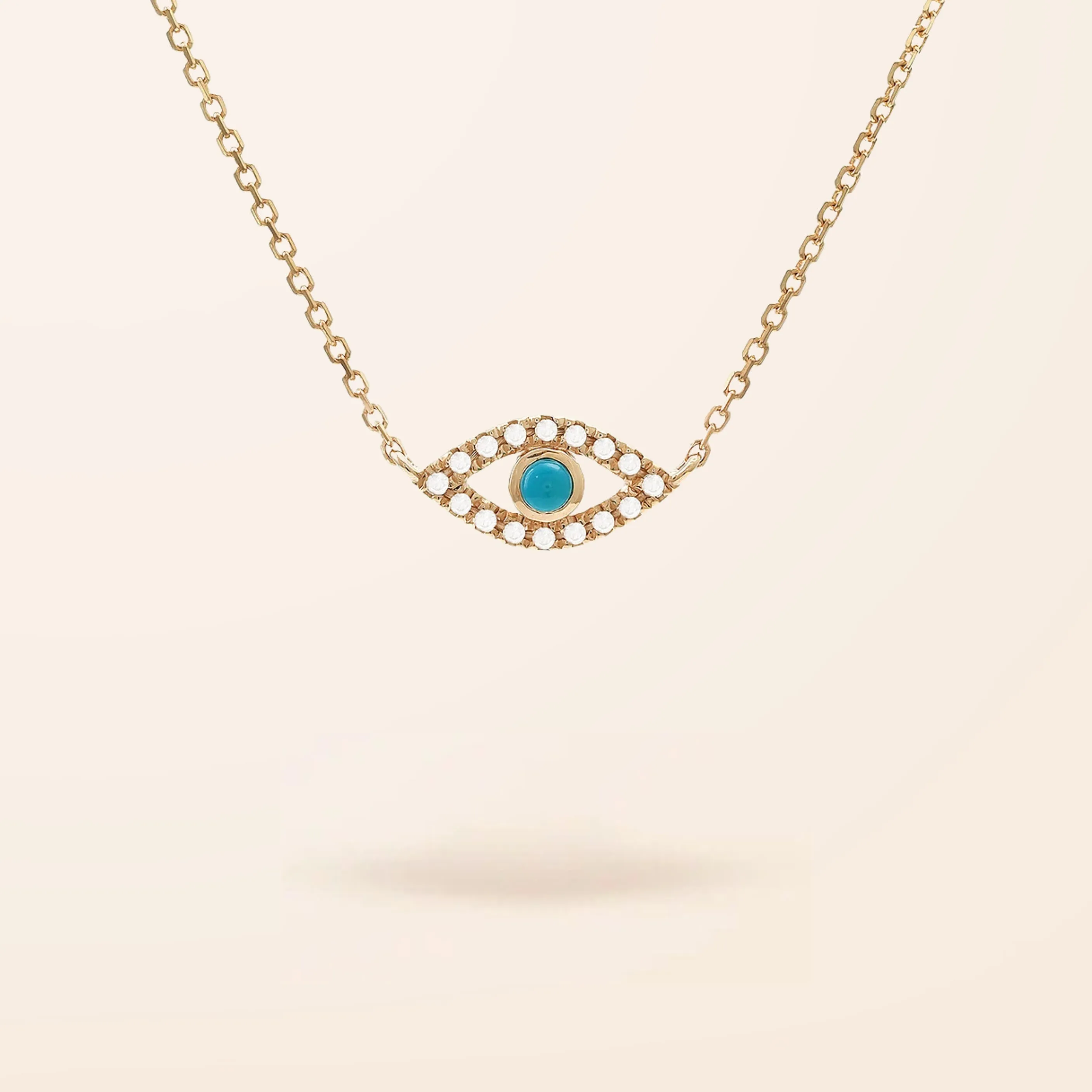 14K Gold Turquoise Evil Eye Necklace