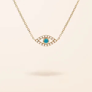 14K Gold Turquoise Evil Eye Necklace