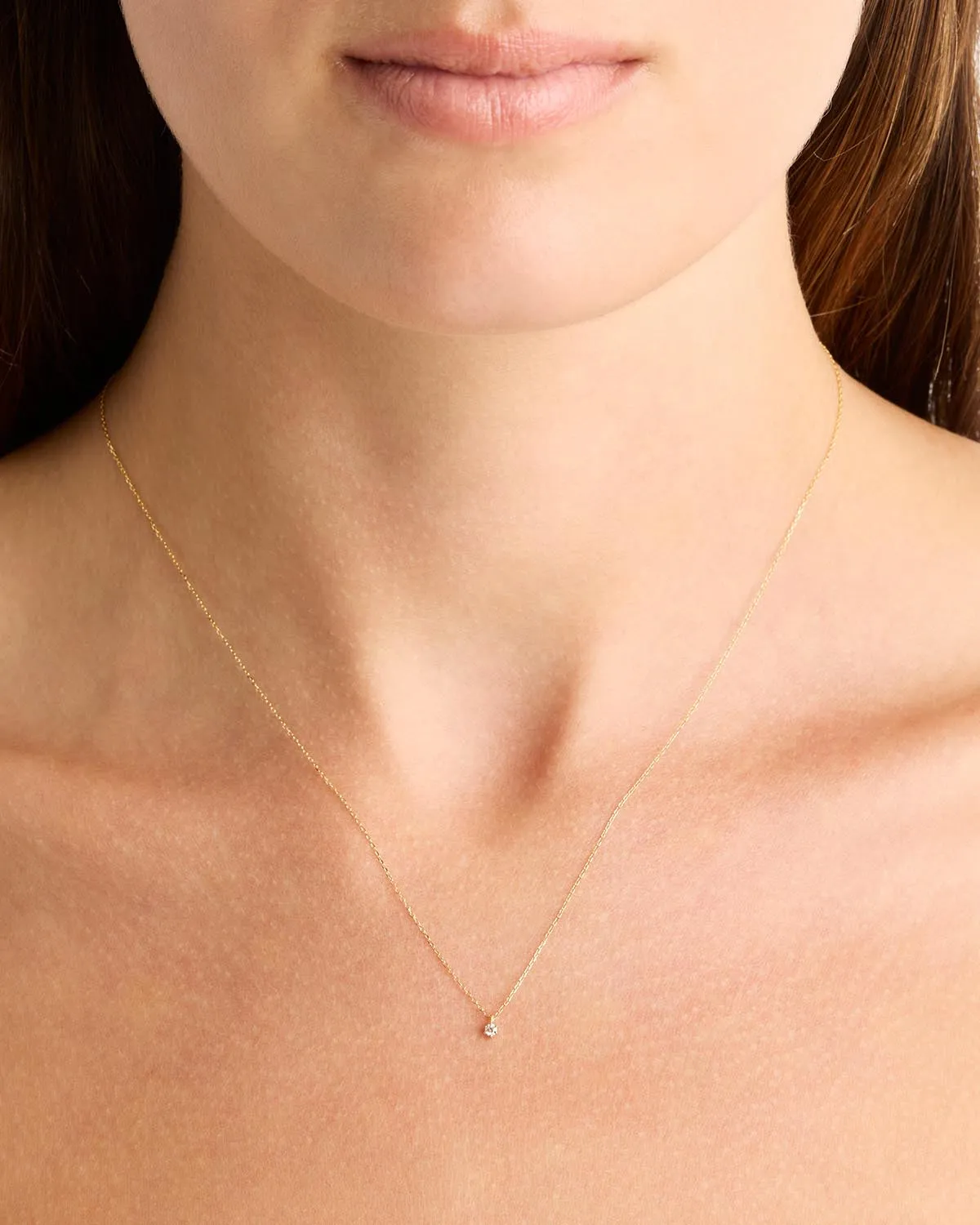 14k Solid Gold Sweet Droplet Diamond Necklace