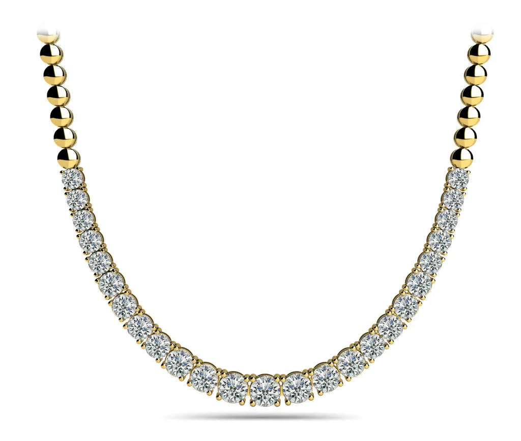 14K Traditional Graduated Basket Diamond Necklace