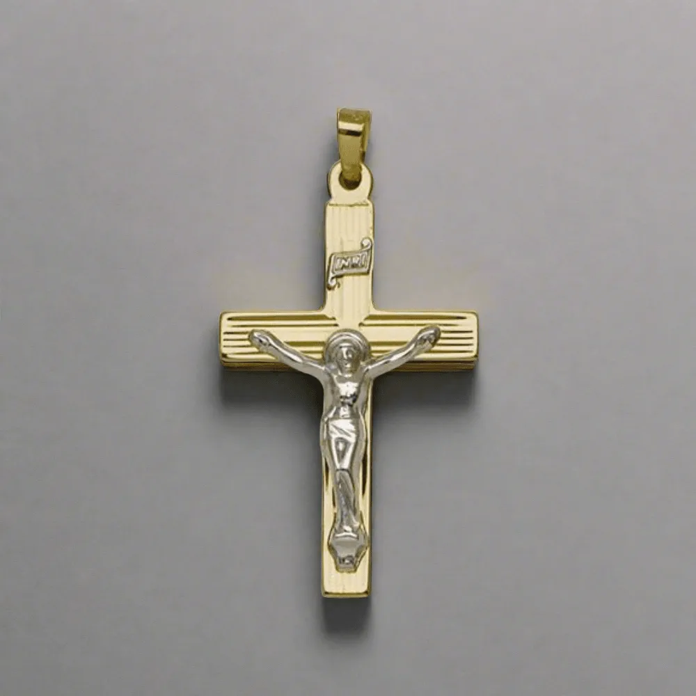 14K TT Gold Solid Lined Crucifix 2.6grms