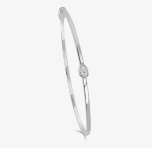 14k White Gold Bezel Set Pear Shaped Diamond Bangle Bracelet (I9062)