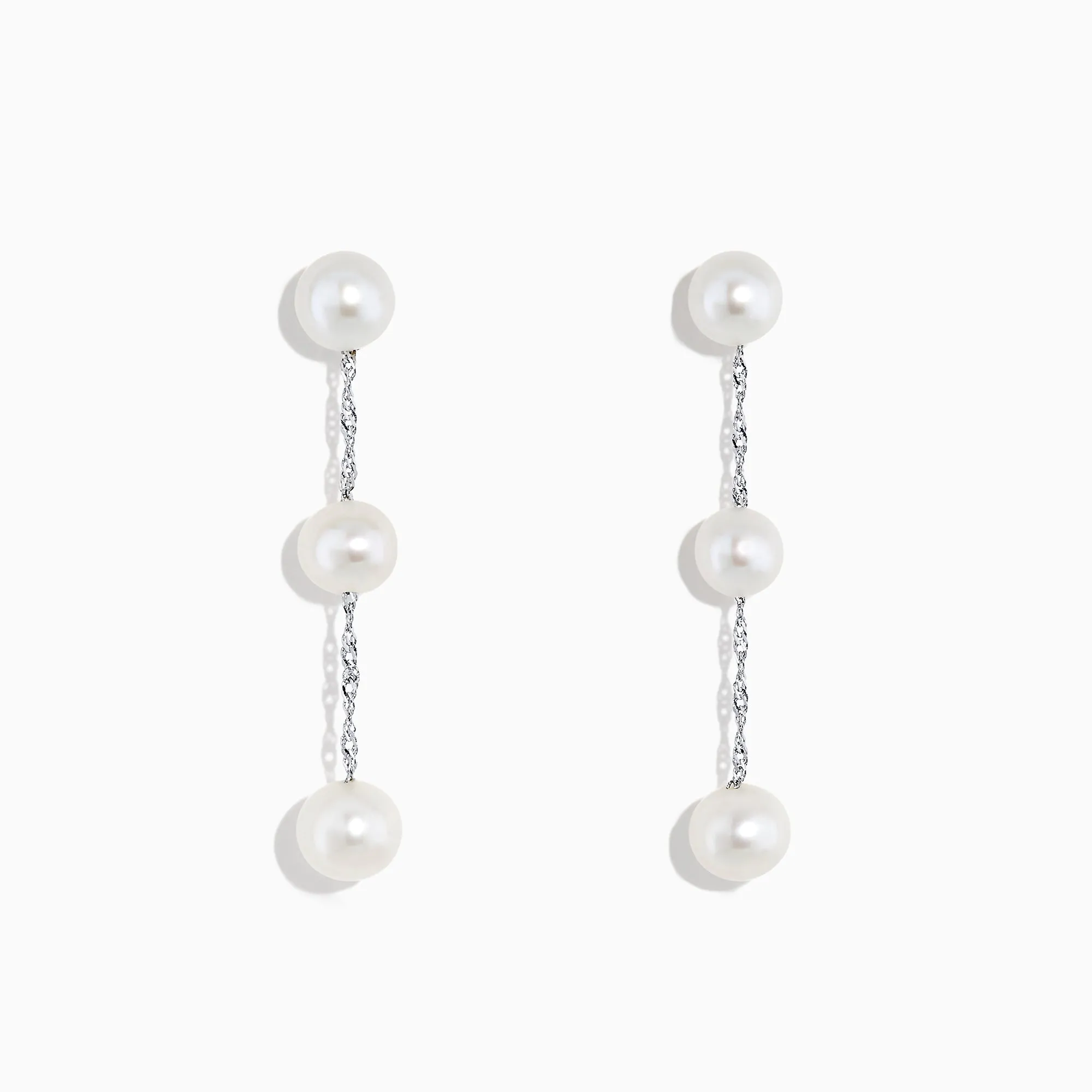 14K White Gold Cultured Fresh Water Pearl Drop Earrings