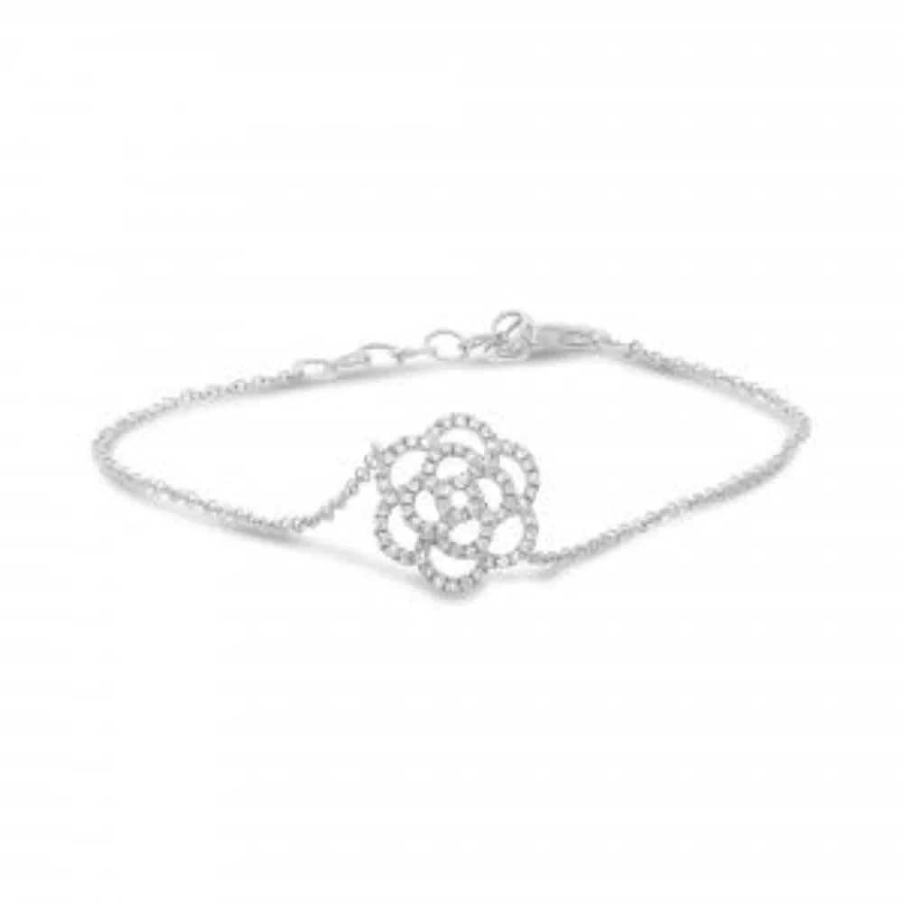 14k White Gold Diamond Flower bracelet