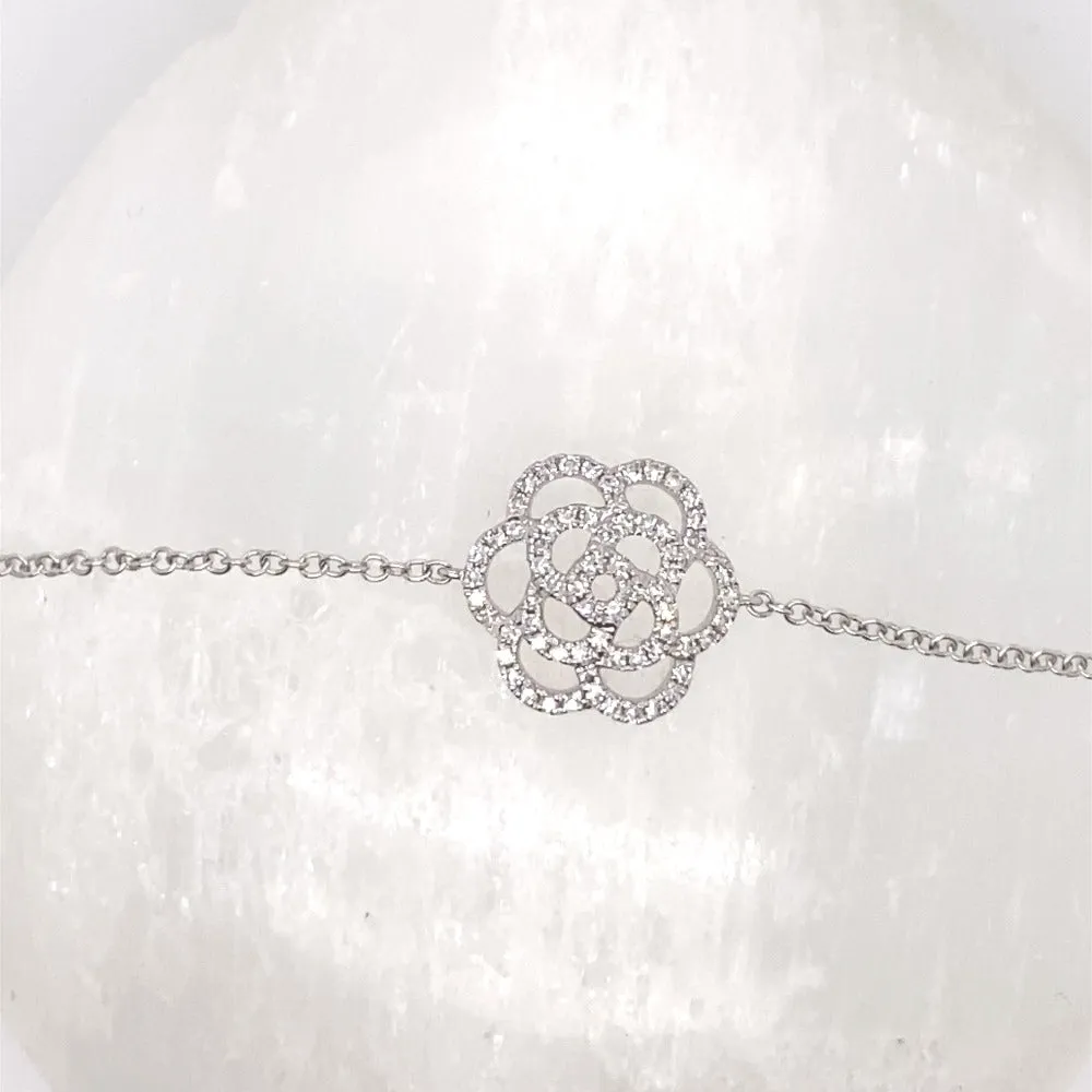 14k White Gold Diamond Flower bracelet