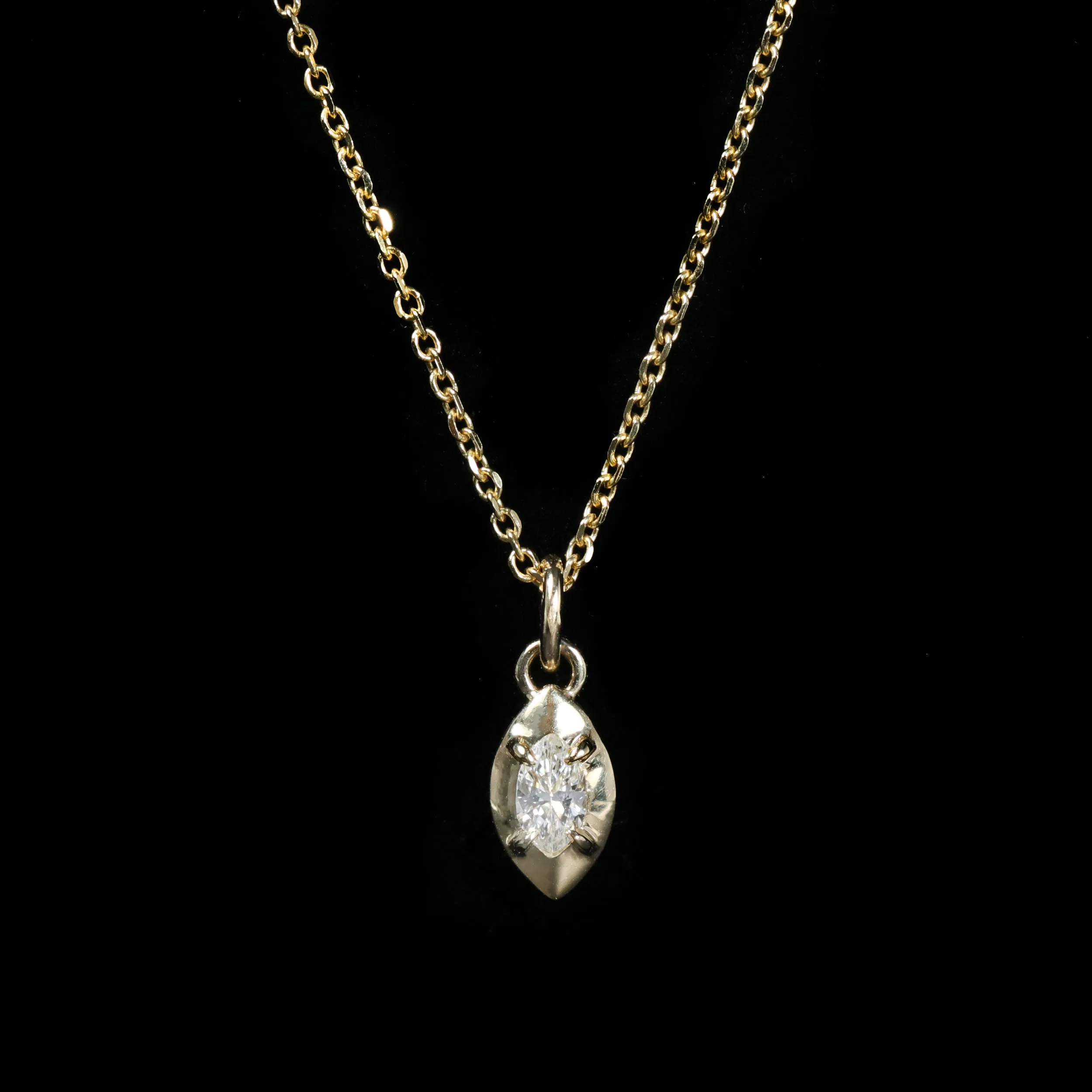 14K Yellow Gold 0.13 Carat Marquise Cut Diamond Charm/Pendant