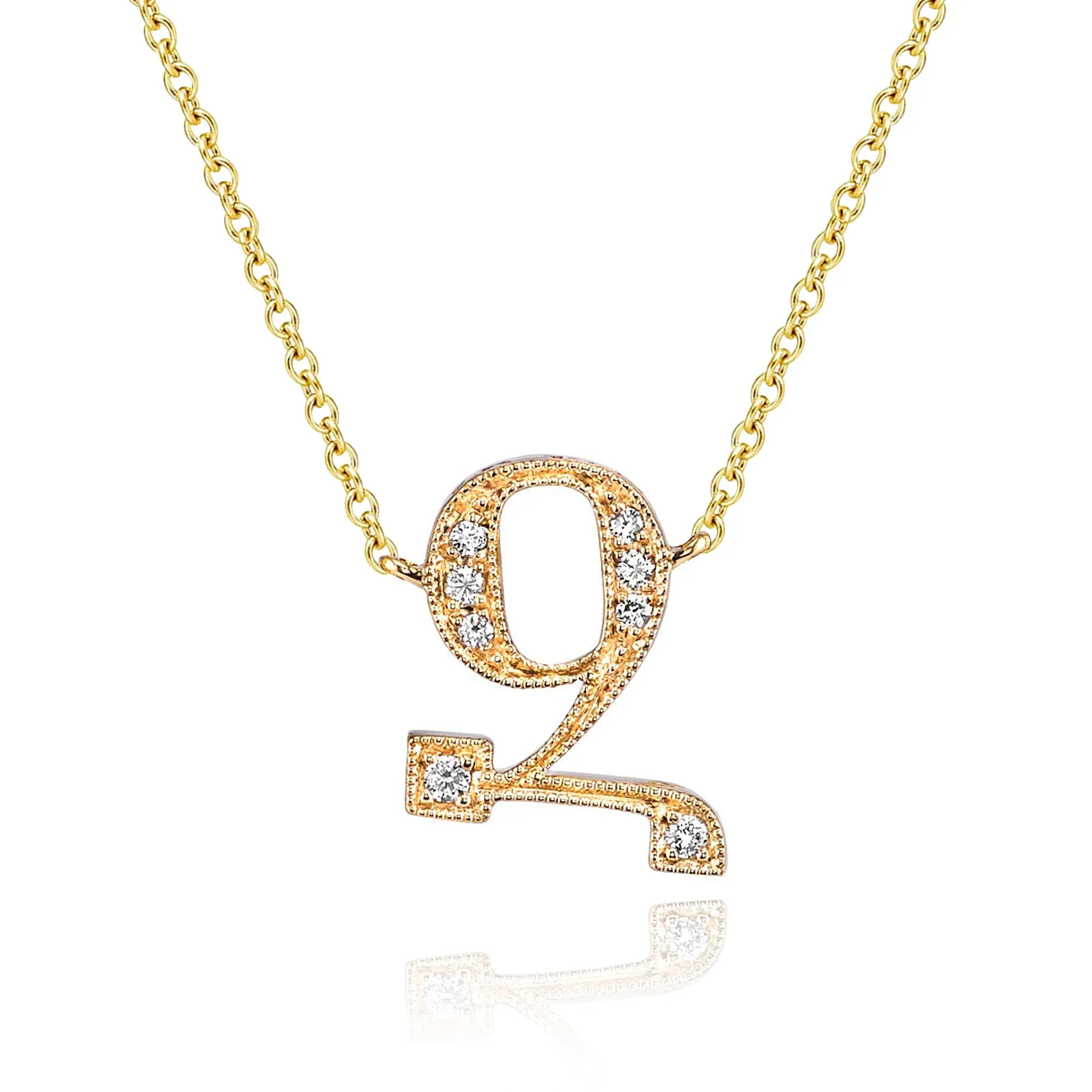 14K Yellow Gold Armenian Initial Diamond Necklace