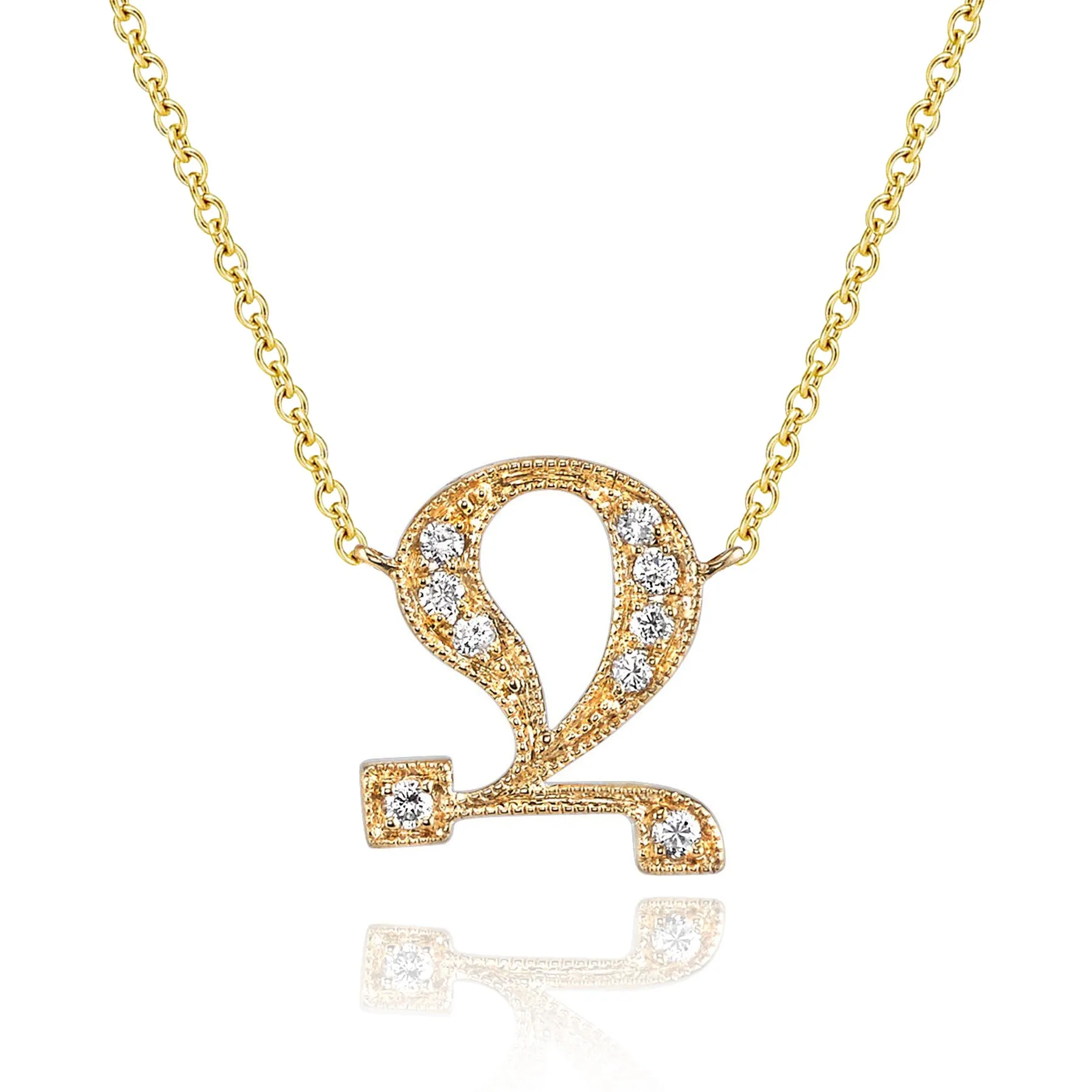 14K Yellow Gold Armenian Initial Diamond Necklace