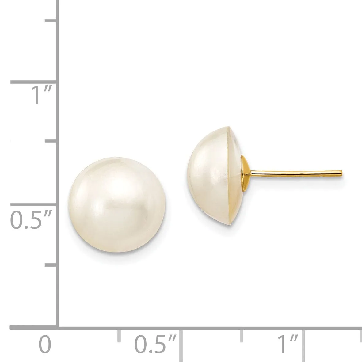 14k Yellow Gold Cultured Mabe Pearl Earrings