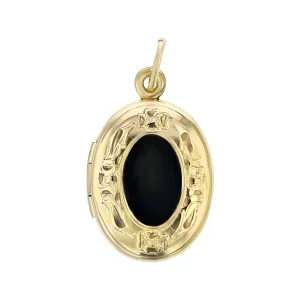 14K Yellow Gold Decorative Oval Locket