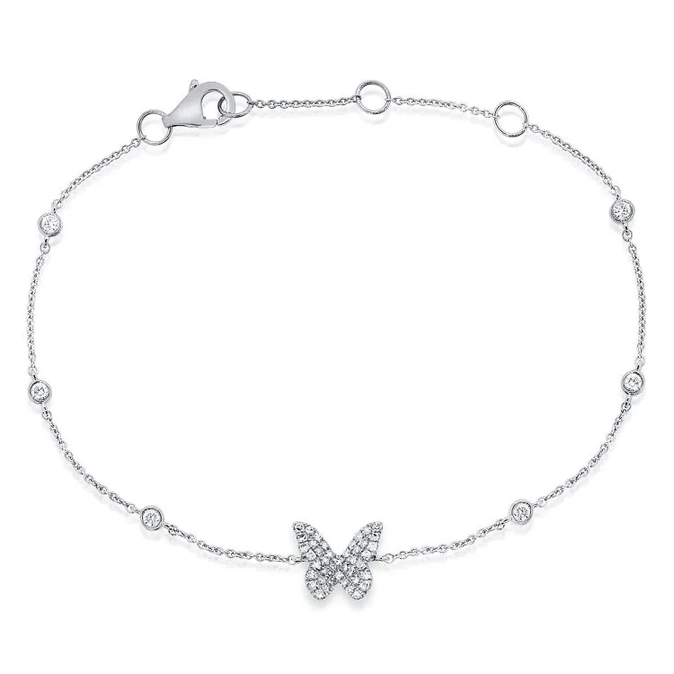 14K Yellow Gold Diamond Butterfly Diamond by the Yard Bracelet