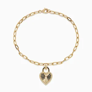 14K Yellow Gold Diamond Heart Bracelet