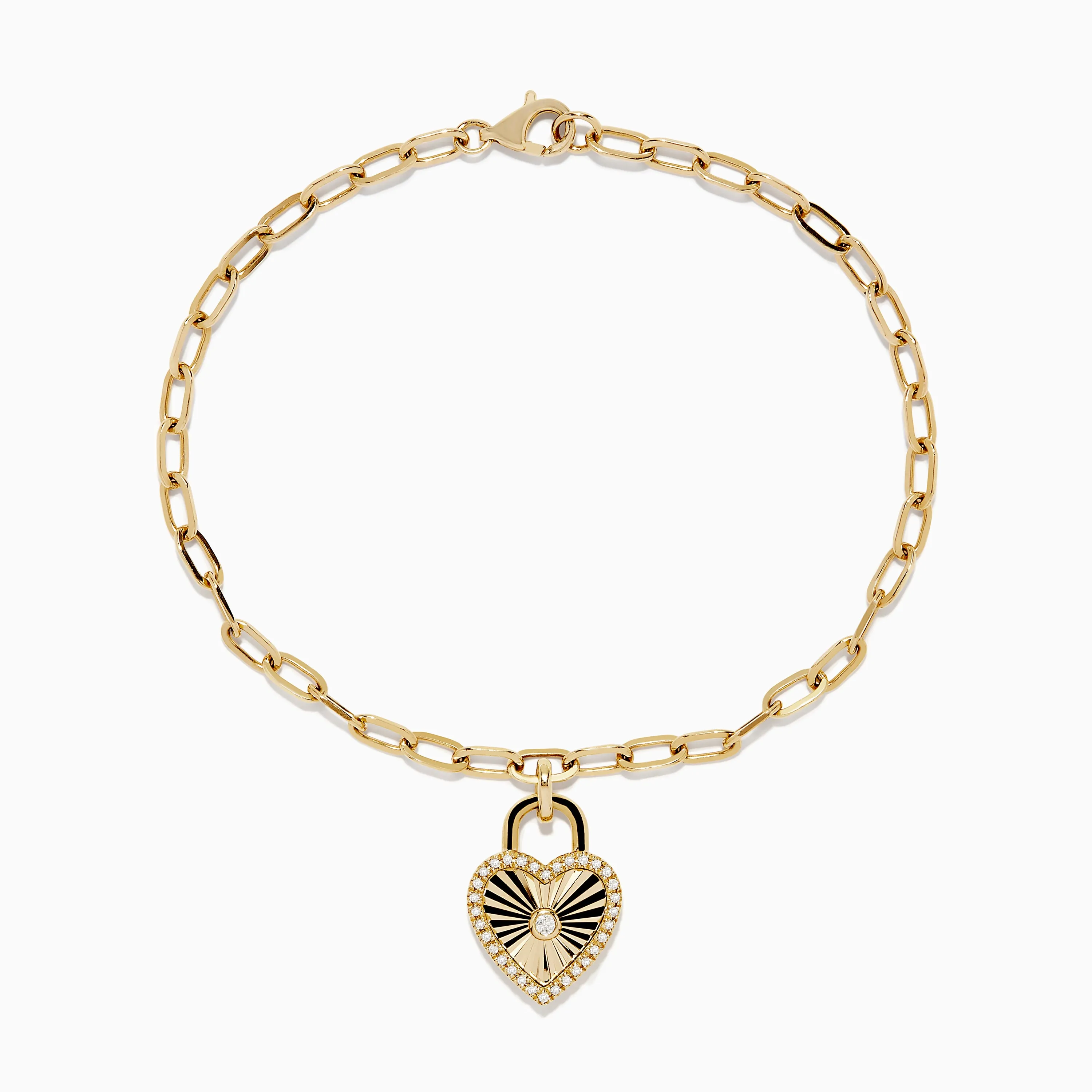 14K Yellow Gold Diamond Heart Bracelet