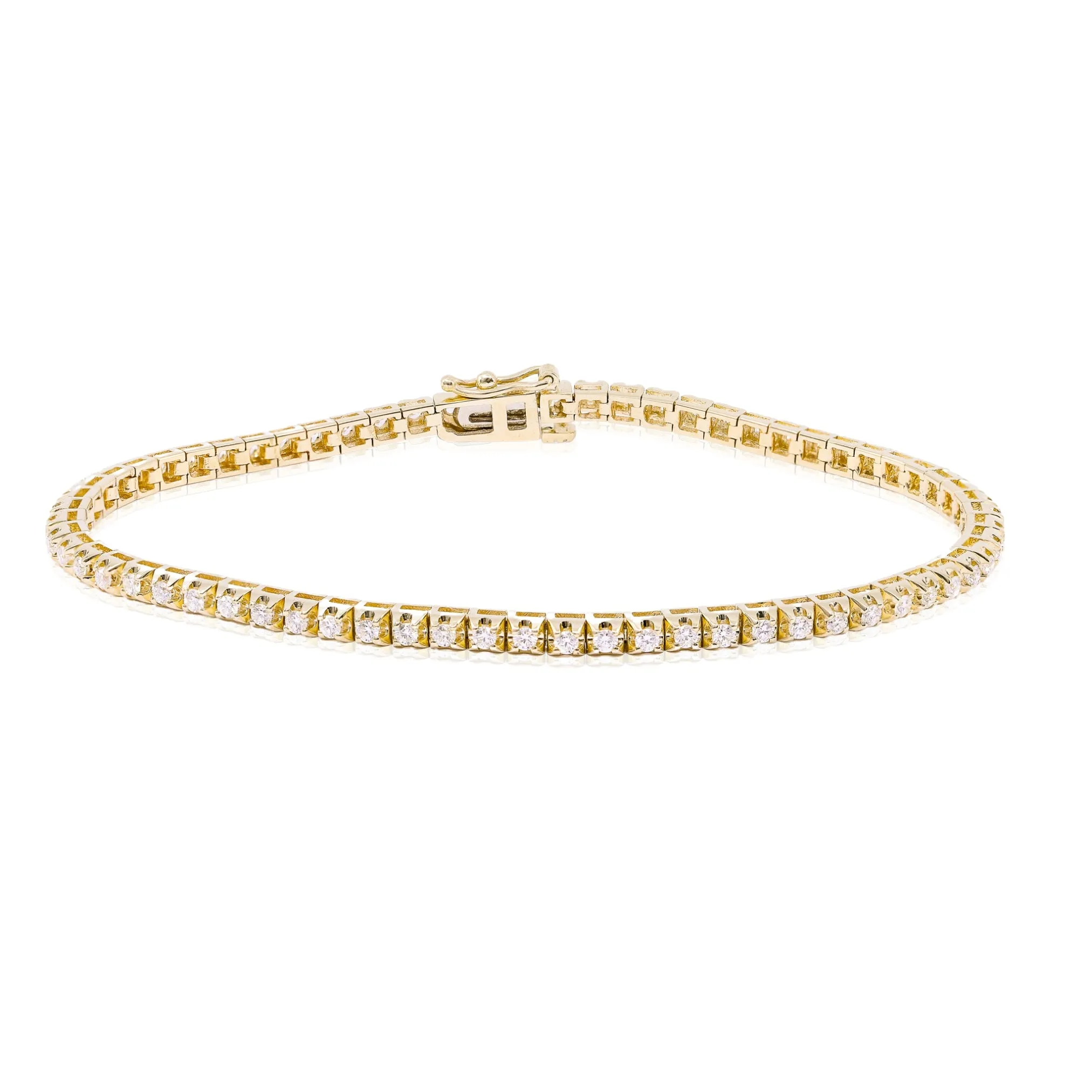 14K YELLOW GOLD DIAMOND TENNIS BRACELET - 1.22CTW