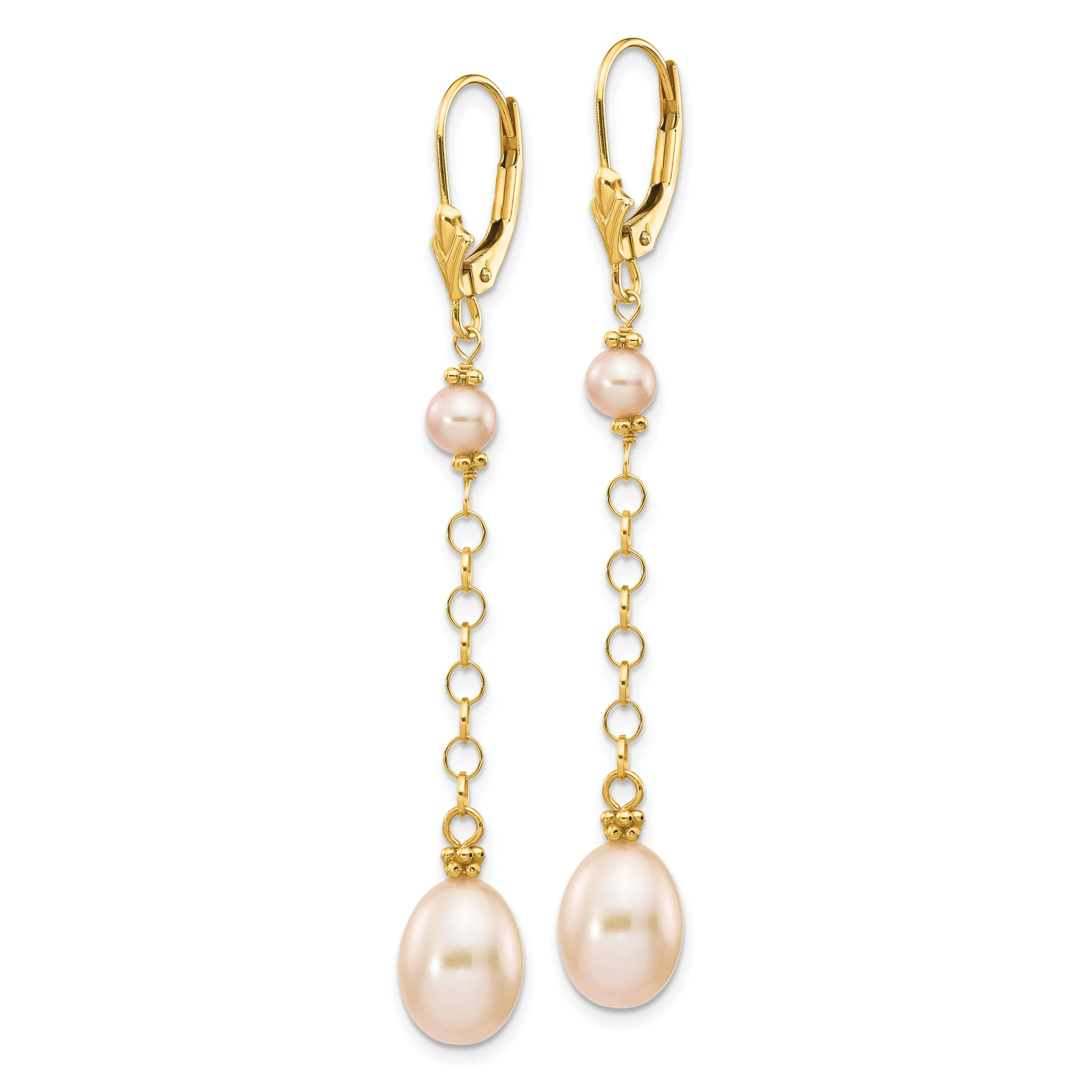 14k Yellow Gold Natural Color Pearl Earrings