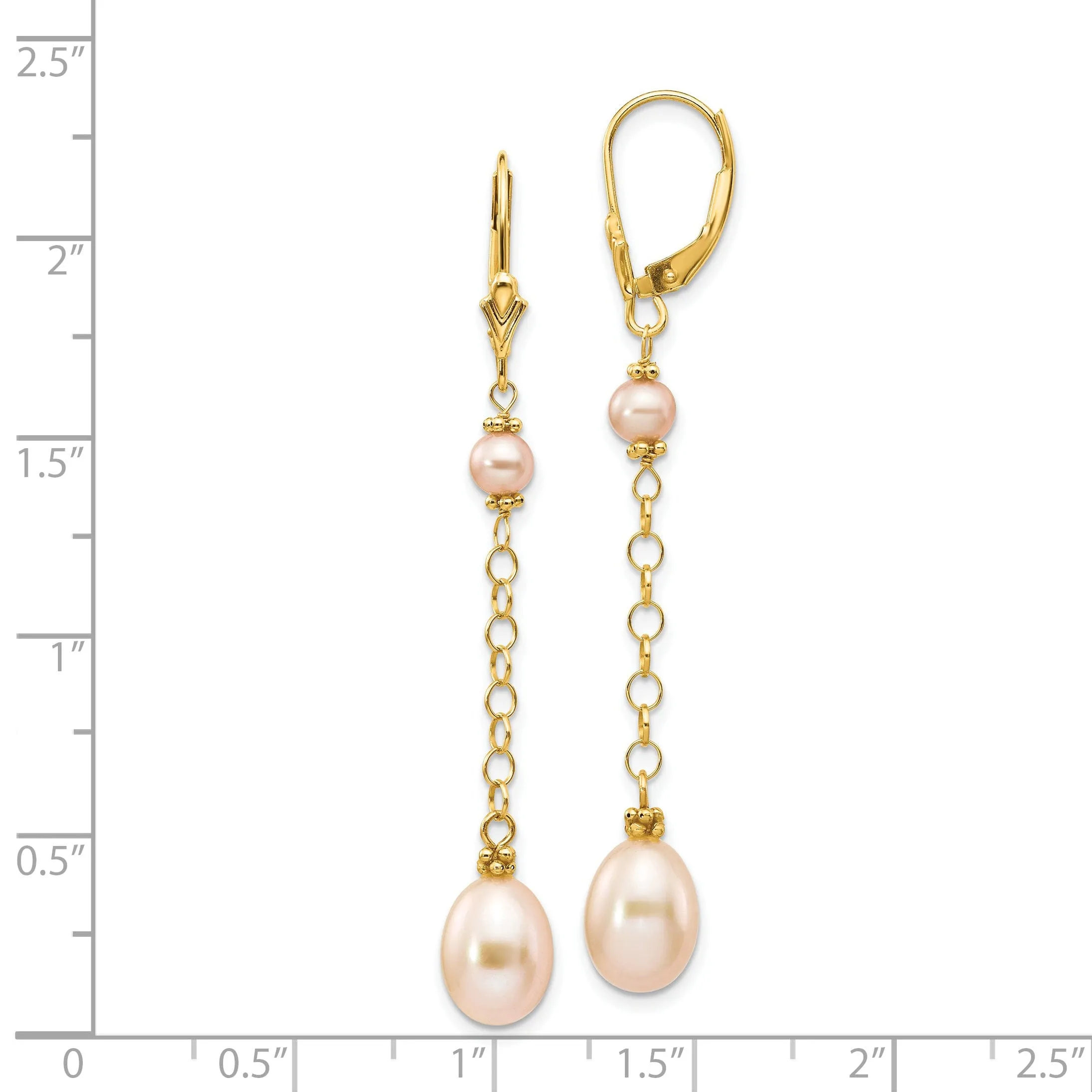 14k Yellow Gold Natural Color Pearl Earrings