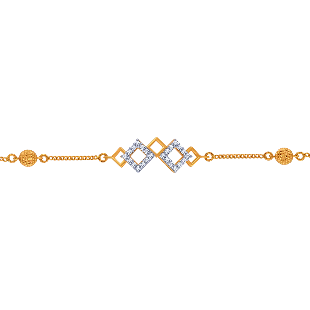 14KT (585) Yellow Gold And American Diamond Bracelet For Women