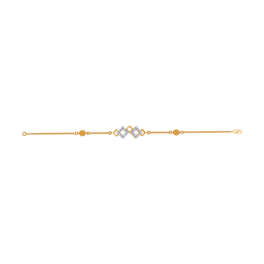 14KT (585) Yellow Gold And American Diamond Bracelet For Women