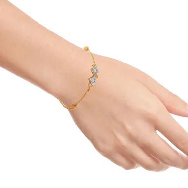 14KT (585) Yellow Gold And American Diamond Bracelet For Women