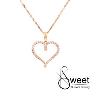 14KT YELLOW GOLD LOOPED DIAMOND HEART PENDANT