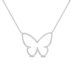 14KW 94D0.32CT XL DIAMOND BUTTERFLY CHAIN NECKLACE (151N10026)