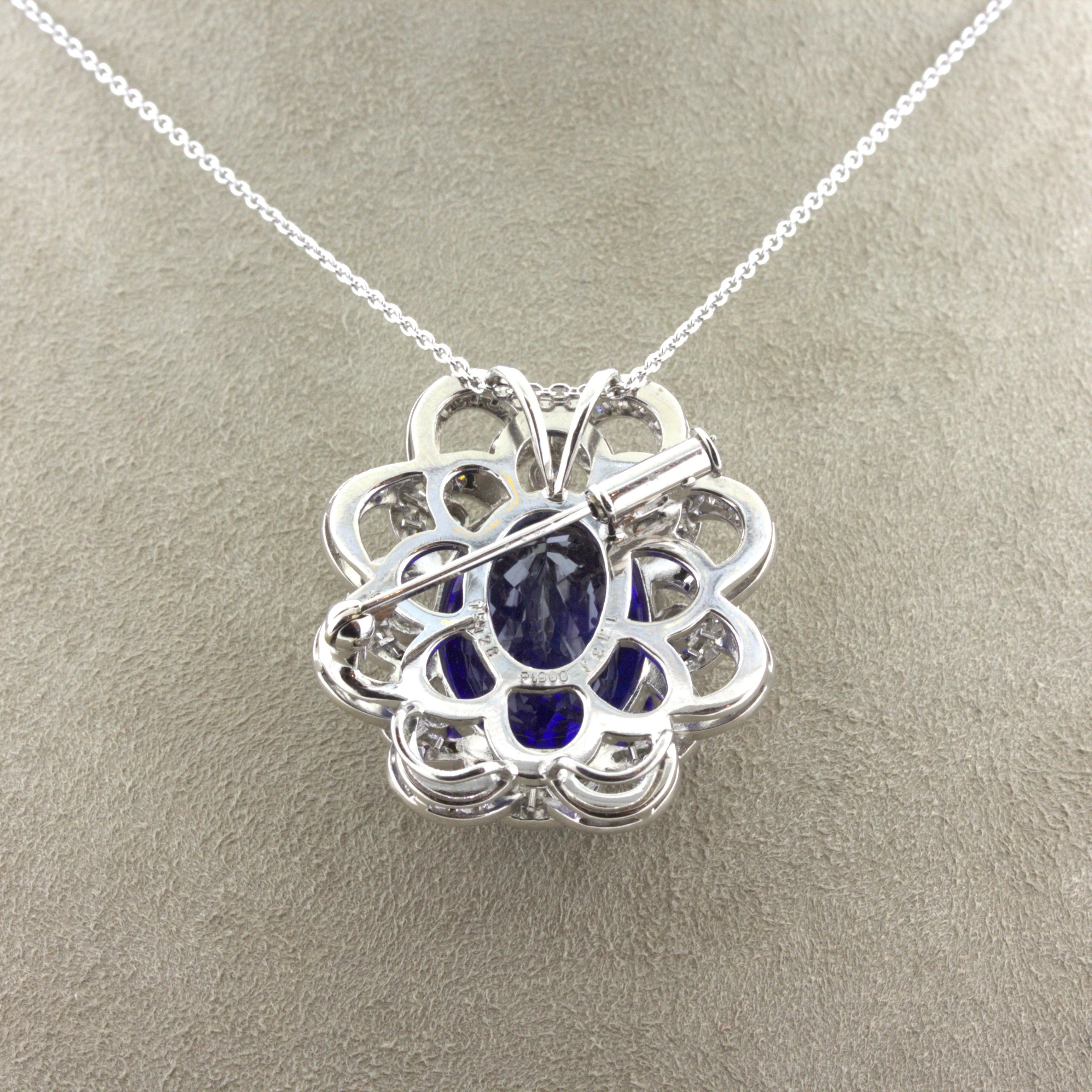 15.12 Carat Tanzanite Diamond Platinum Pendant