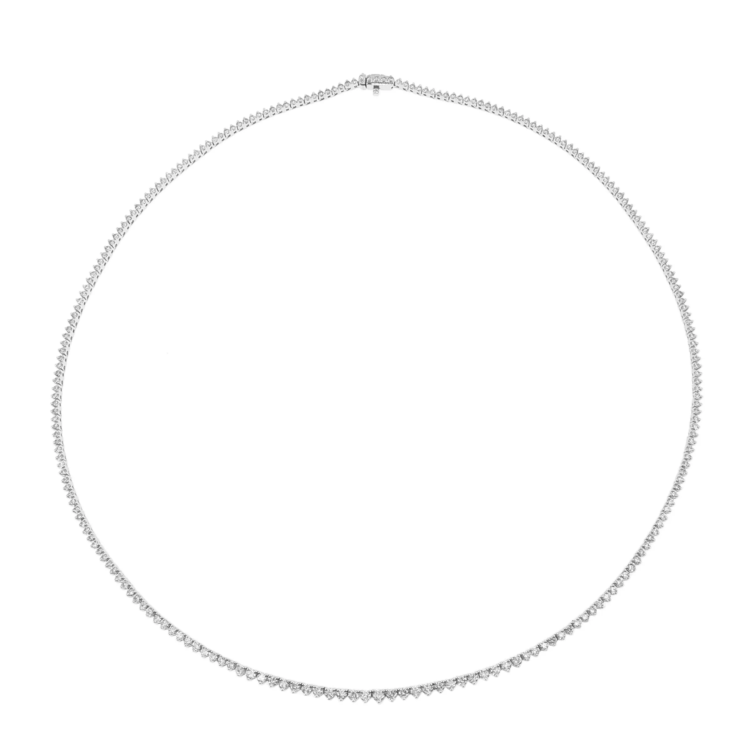 18k Gold & Diamond 3-Prong Tennis Necklace - 3.02ct