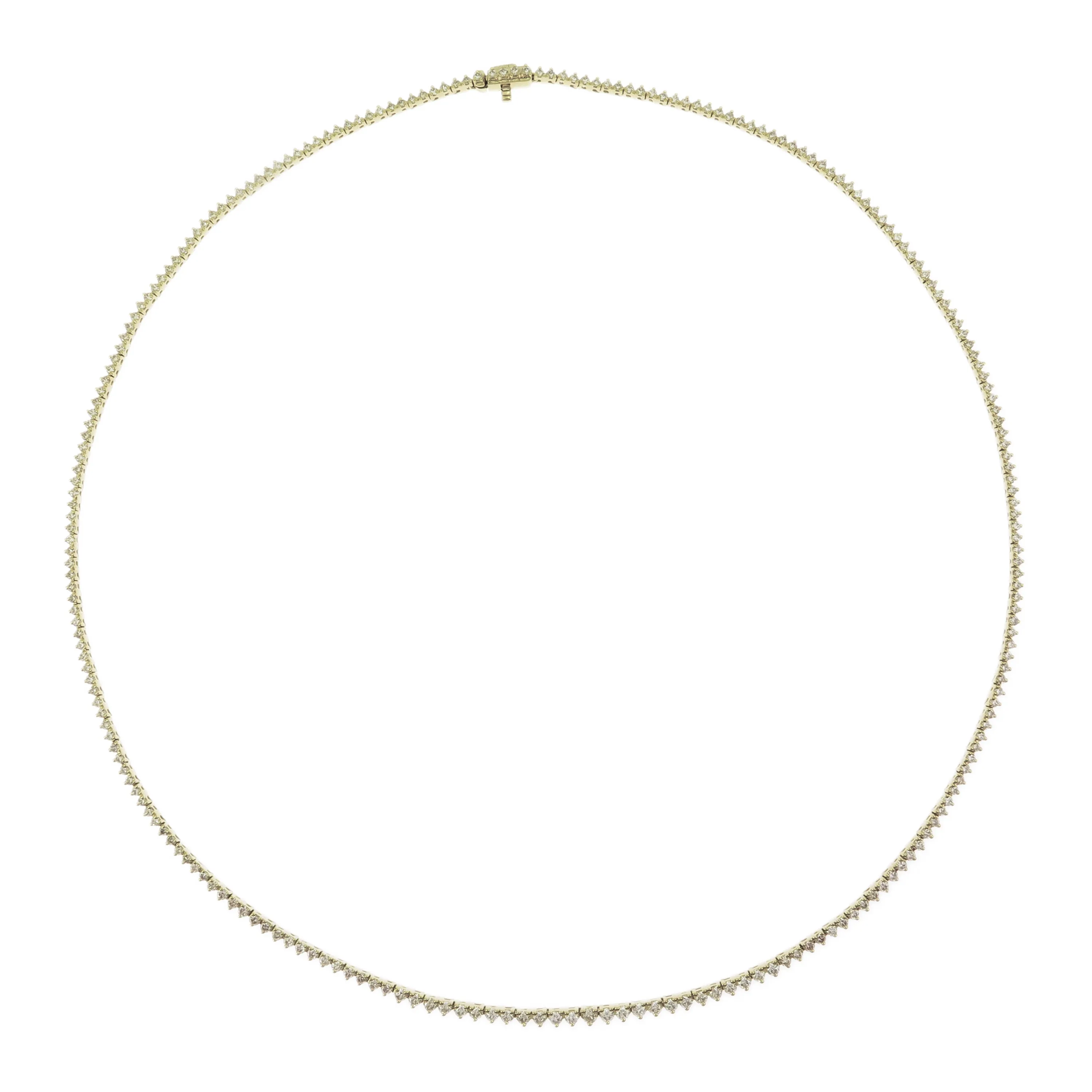 18k Gold & Diamond 3-Prong Tennis Necklace - 3.02ct