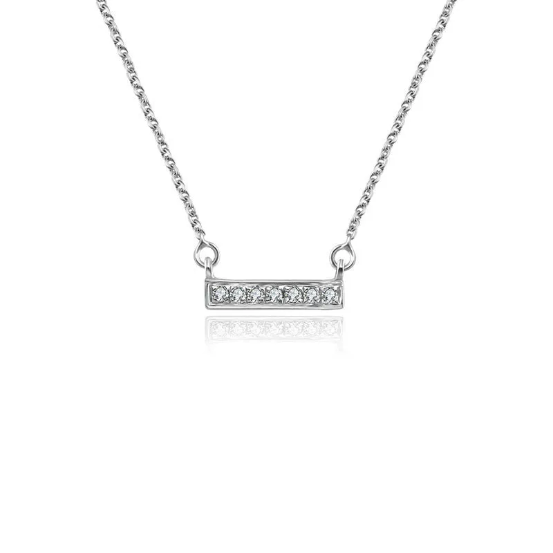 18k Gold Mini Rectangle Diamond Necklace